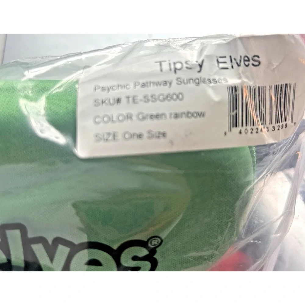 Tipsy Elves Psychic‎ Pathway Sunglasses Green Rainbow Iridescent Sport BxRR